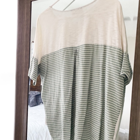 Oversized Shirt with Green & White Stripe Detail and Back - Picture 5 of 5